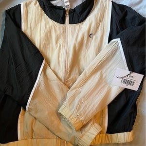 Black and Tan Block Zipper Jacket  NWT